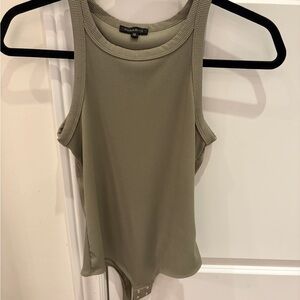 Dynamite Sage Green Ribbed Bodysuit
